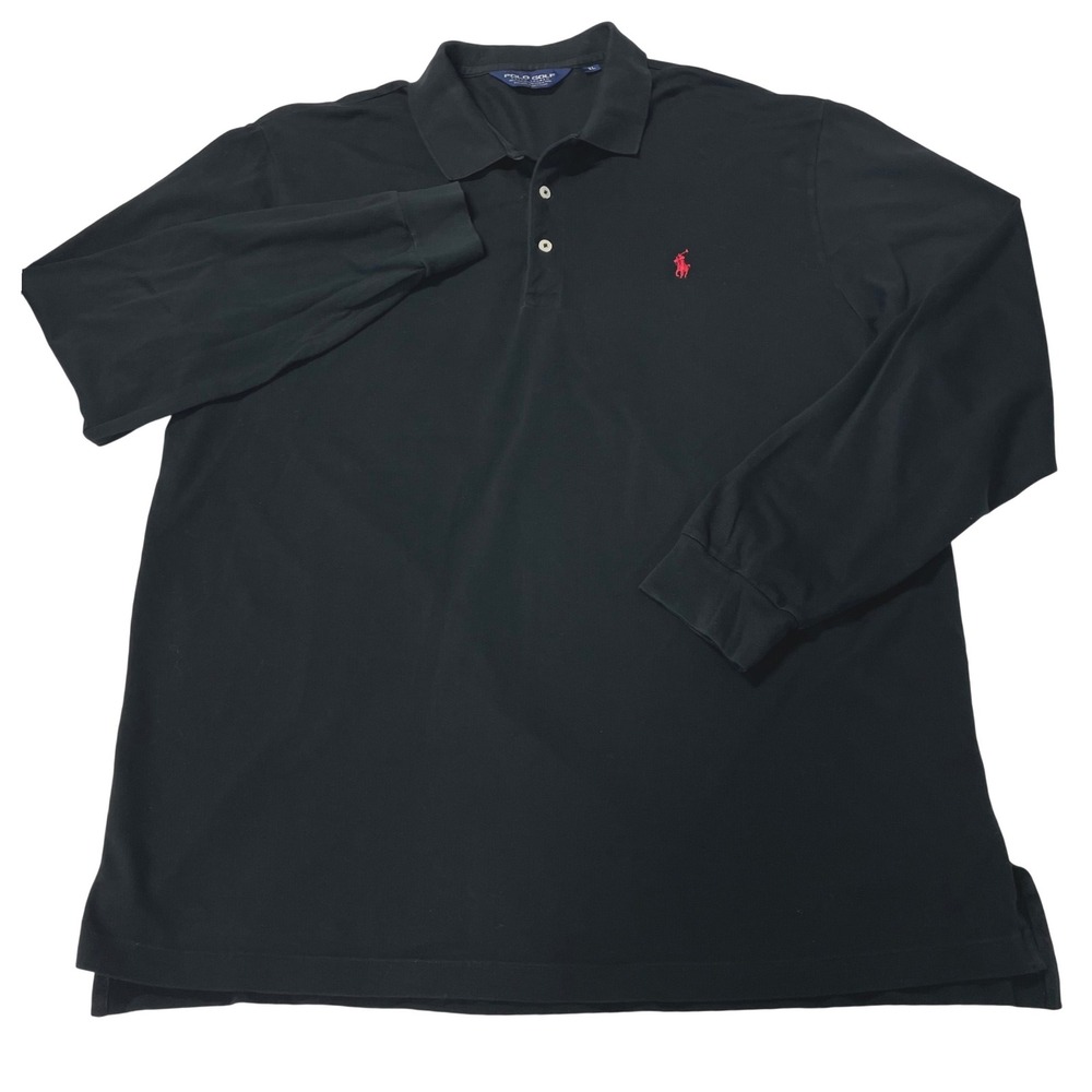 Polo Golf Ralph Lauren Shirt Mens XL Black Pima Cotton Long Sleeve Polo*READ